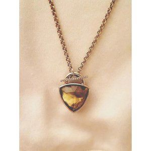 Vera Bradley Necklace Gold and Green Geo Faceted Slider Pendant